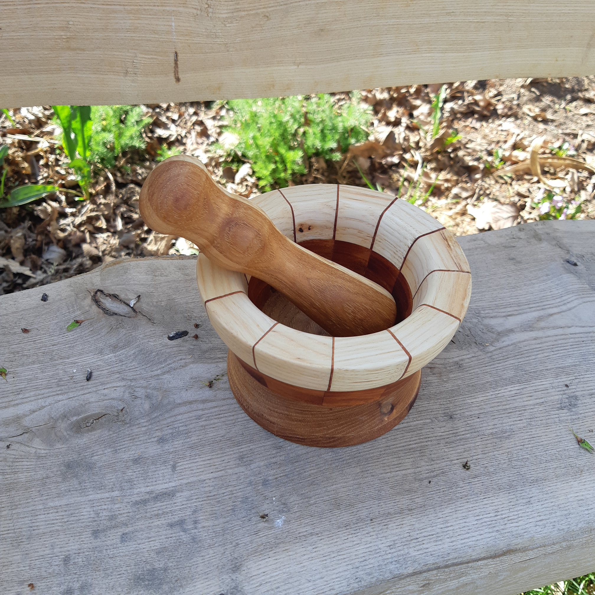 Mortar and Pestle Segmented Hickory