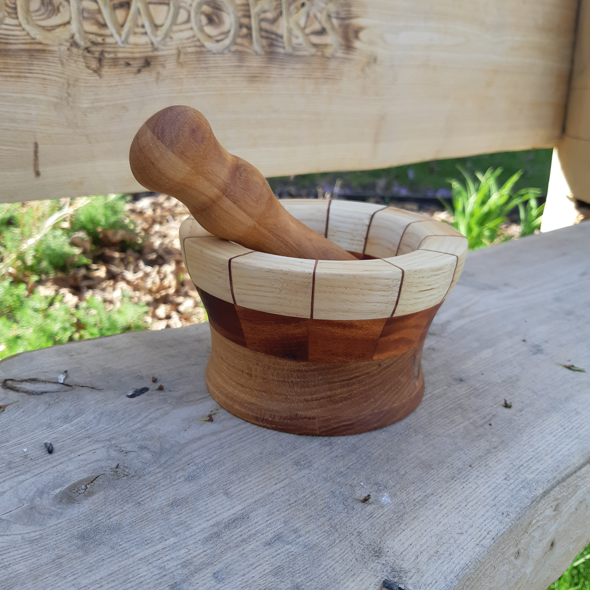 Mortar and Pestle Segmented Hickory