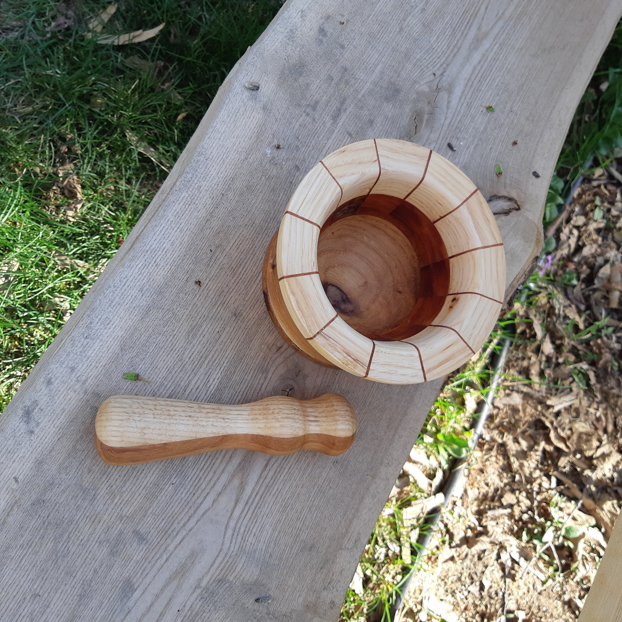 Mortar and Pestle Segmented Hickory