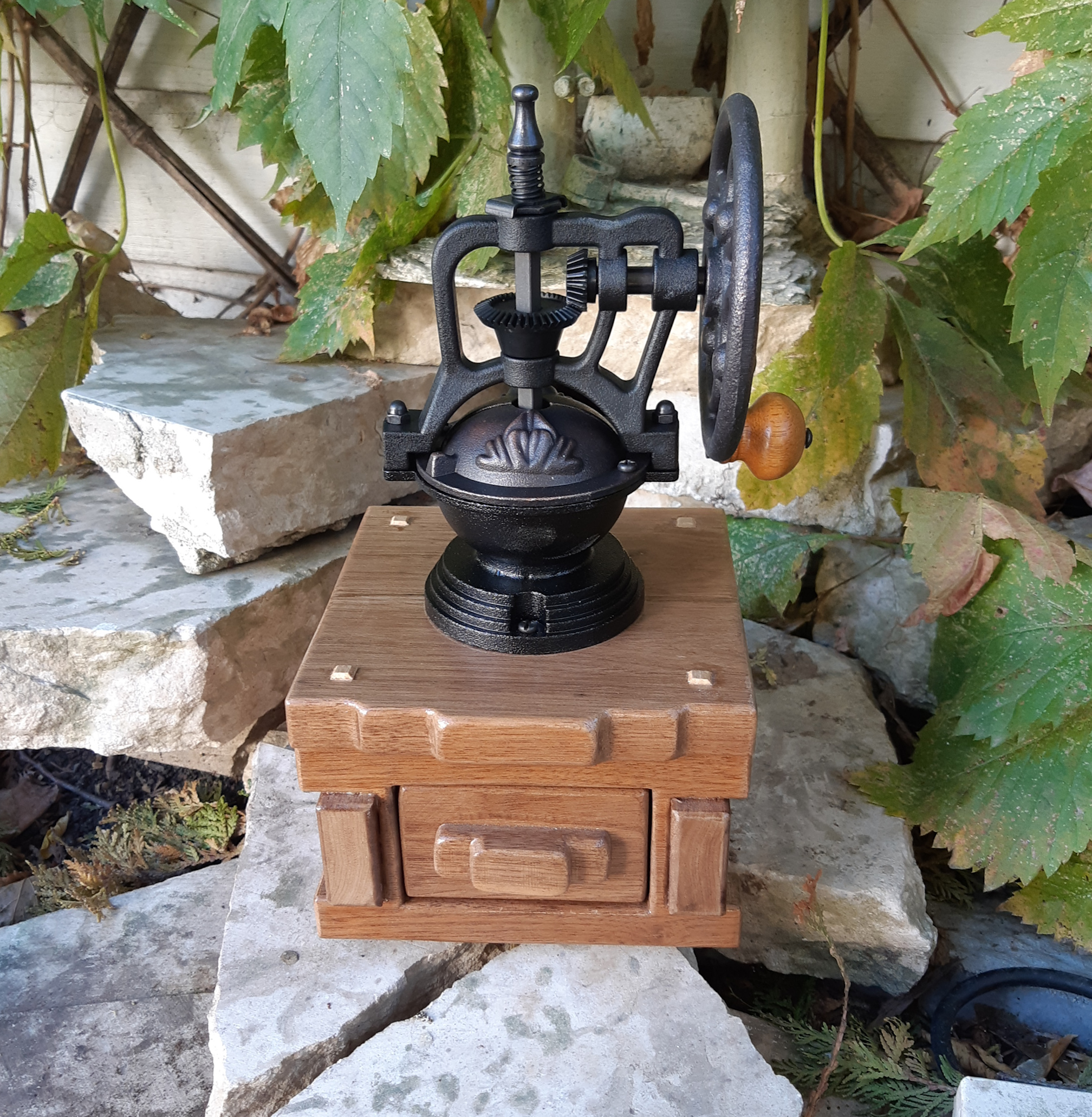 Antique Style Coffee Mill - Walnut