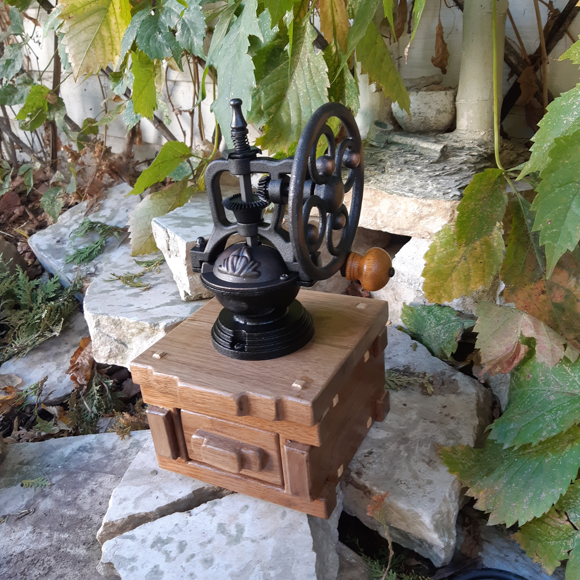 Antique Style Coffee Mill - Walnut