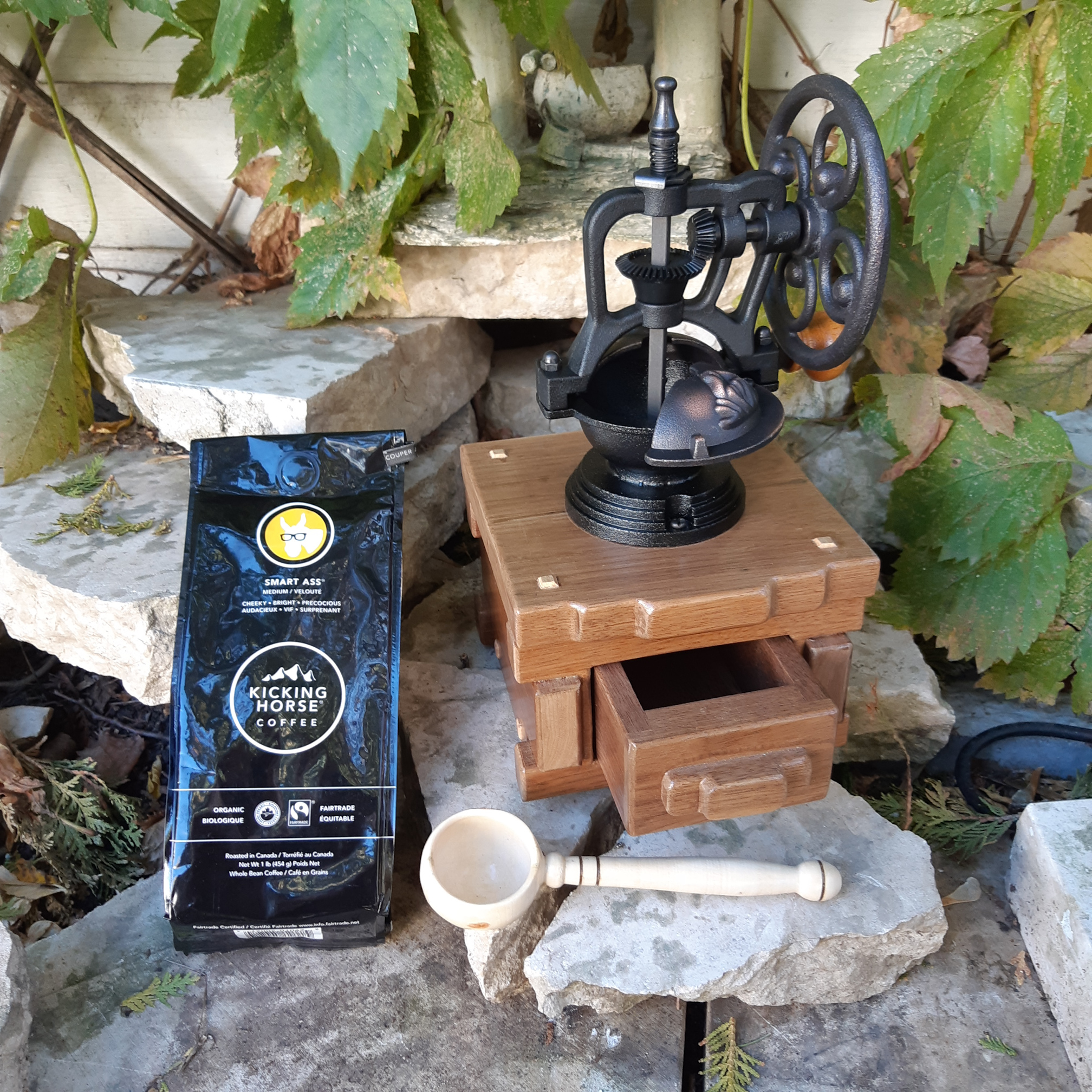 Antique Style Coffee Mill - Walnut