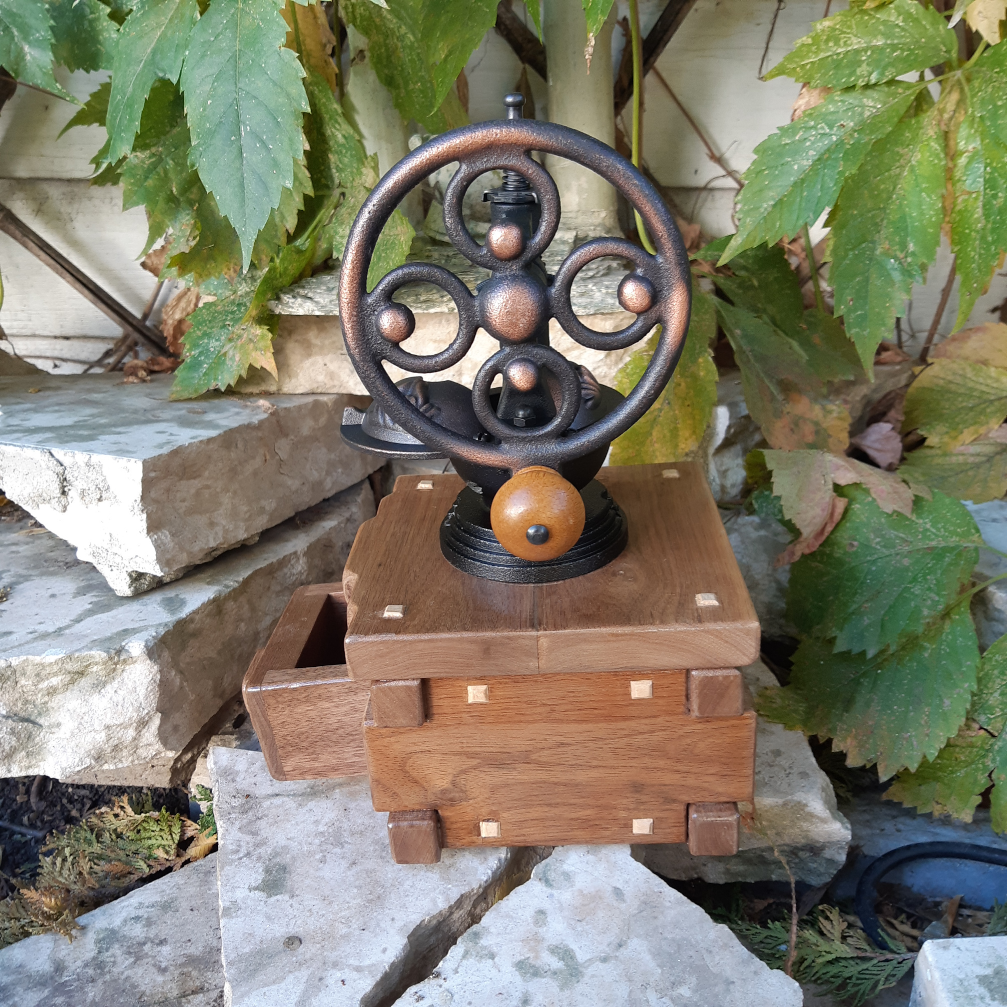 Antique Style Coffee Mill - Walnut