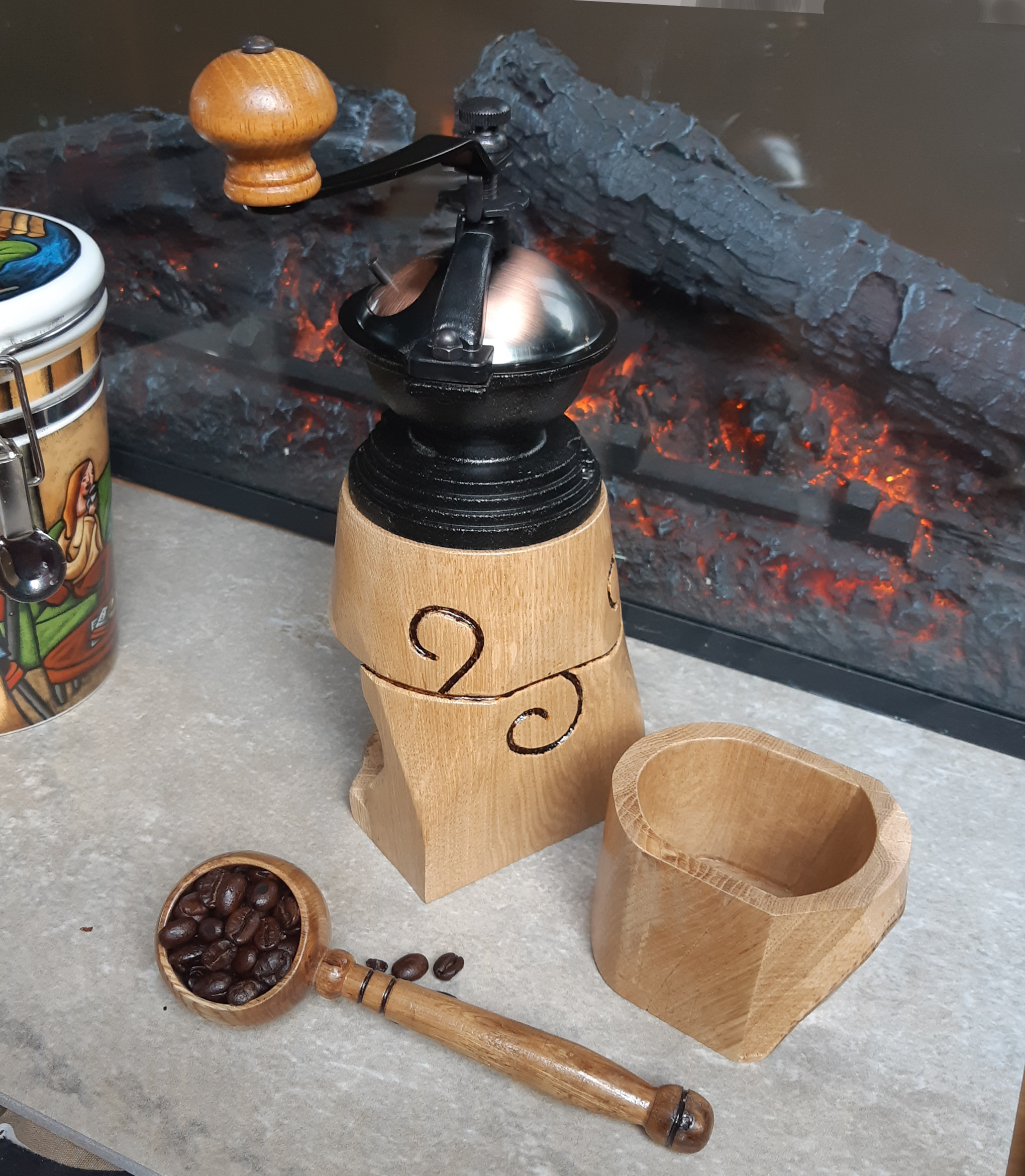 Antique Style Coffee Mill - Live Ash
