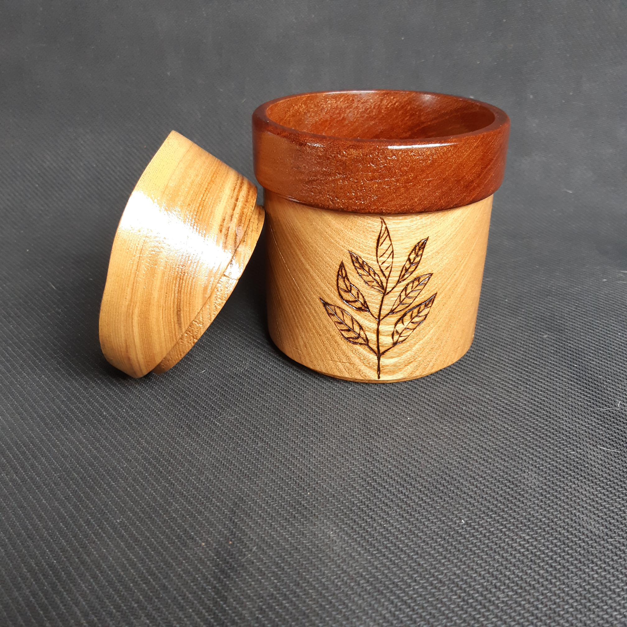 Tea Canister - Ash & Sapele w/ Tea Leaves