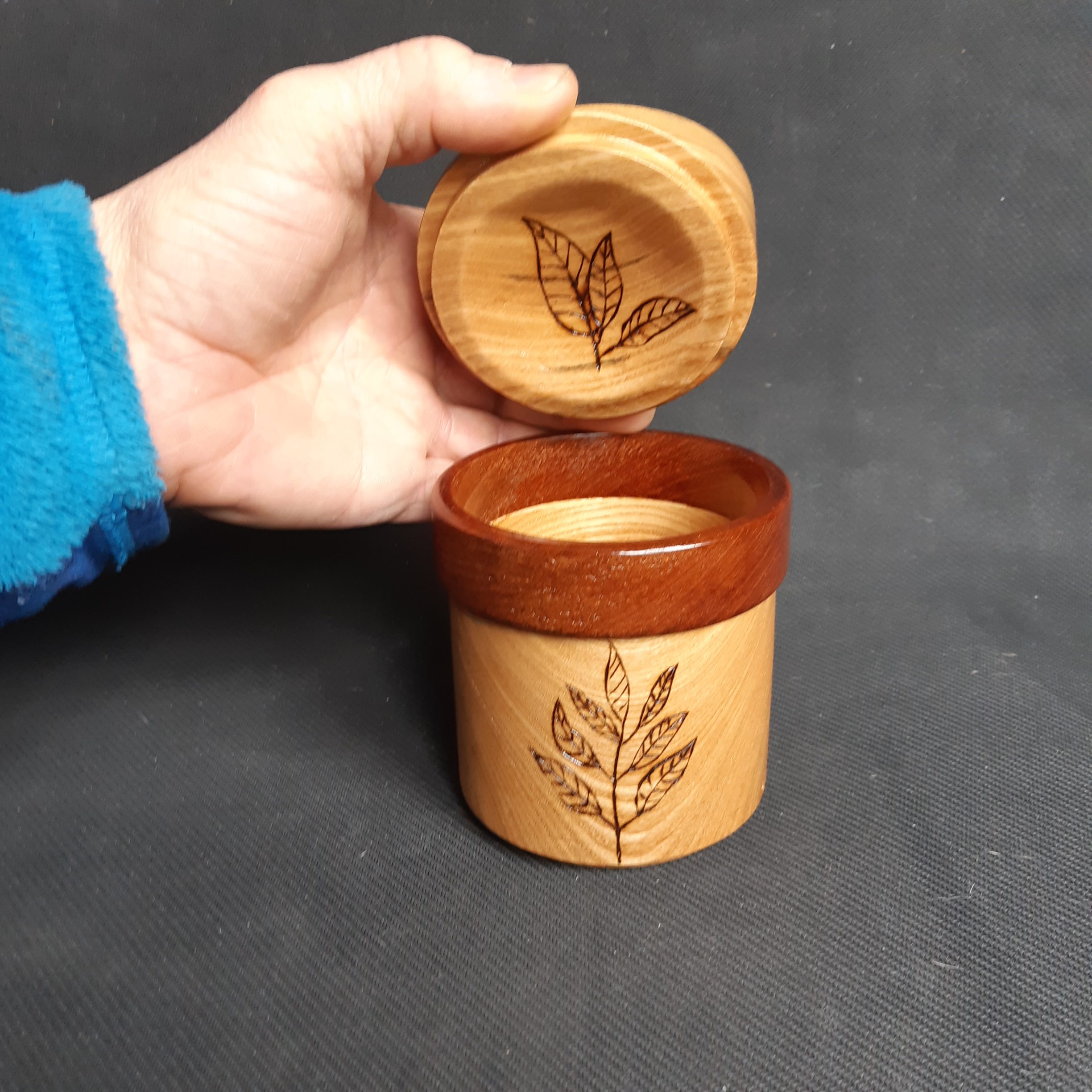 Tea Canister - Ash & Sapele w/ Tea Leaves